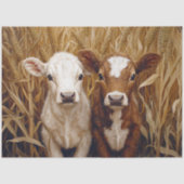 Schattigee Koe Kalveren Maïsveld Decoupage Tissuepapier (Voorkant)