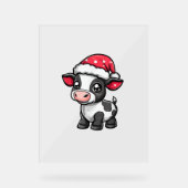 Schattigee Koe Kerst Comic X-Mas Acryl Bord (Voorkant)