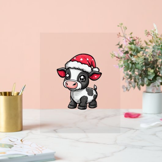 Schattigee Koe Kerst Comic X-Mas Acryl Bord (Huwelijk)