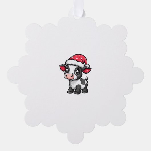 Schattigee Koe Kerst Comic X-Mas Ornament Kaart (Voorkant)