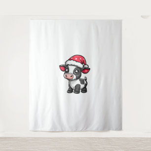 Schattigee Koe Kerst Comic X-Mas Wandkleed