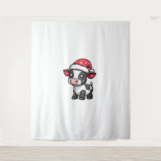 Schattigee Koe Kerst Comic X-Mas Wandkleed (Voorkant)