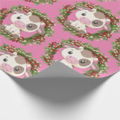 Schattigee Koe kerstkrans Cadeaupapier (Hoek)