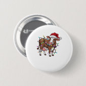 Schattigee Koe Kerstlicht Rendier Kerstman Ronde Button 5,7 Cm (Voorkant /achterkant)