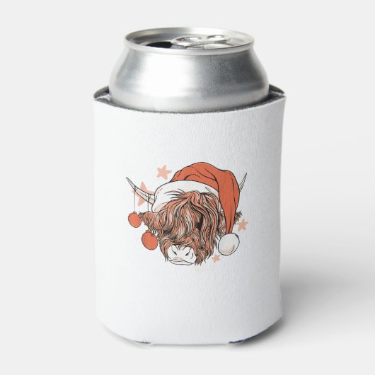 Schattigee Koe Kerstman Hoed Grappig Feest Blikjeskoeler (Blikje Voorkant)