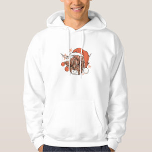 Schattigee Koe Kerstman Hoed Grappig Feest Hoodie