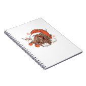 Schattigee Koe Kerstman Hoed Grappig Feest Notitieboek (Rechterzijde)