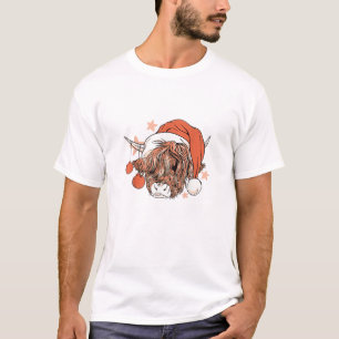 Schattigee Koe Kerstman Hoed Grappig Feest T-shirt