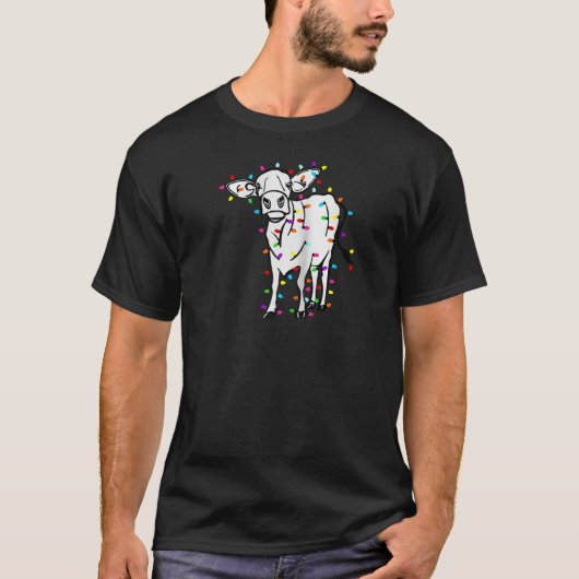 Schattigee Koe Kerstverlichting Koe Eigenaar Koe L T-shirt (Voorkant)