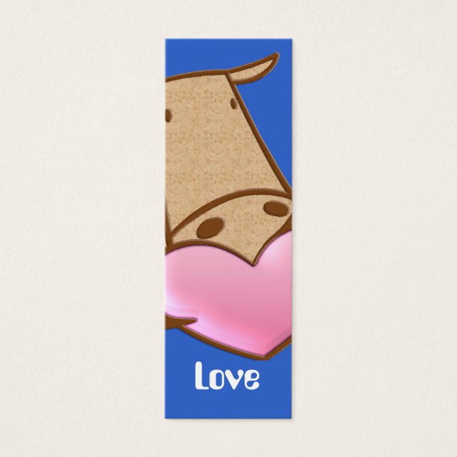 Schattigee Koe Liefde Bladwijzer Mini Visitekaartjes (Voorkant)