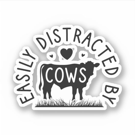Schattigee Koe liefhebber - gemakkelijk afgeleid d Sticker (Voorkant)