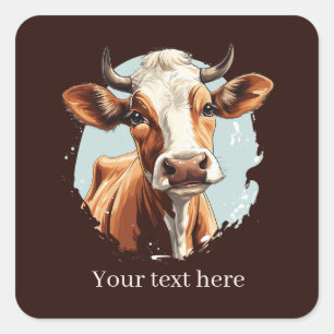 Schattigee koe liefhebbers aanpasbaar vierkante sticker