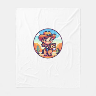 Schattigee Koe Meisje Paardrijden Cowgirl Sunset R Fleece Deken