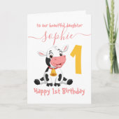 Schattigee Koe meisje verjaardag Kaart (Voorkant)