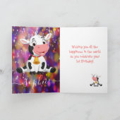 Schattigee Koe meisje verjaardag Kaart (Binnen)