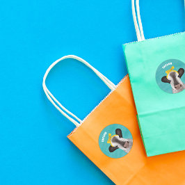 Schattigee Koe met boog gepersonaliseerd Ronde Sticker