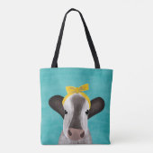 Schattigee Koe met boog gepersonaliseerd Tote Bag (Achterkant)