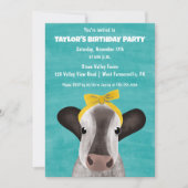 Schattigee Koe met Bow Any Age Verjaardagsfeest Kaart (Voorkant)