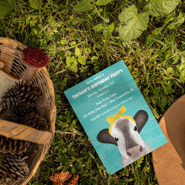 Schattigee Koe met Bow Any Age Verjaardagsfeest Kaart