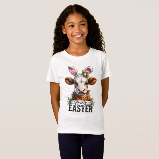 Schattigee Koe met Bunny Ears T-shirt (Voorkant volledig)