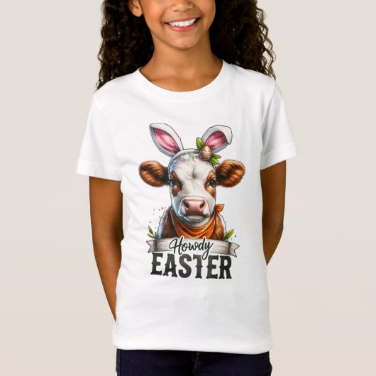 Schattigee Koe met Bunny Ears T-shirt (Voorkant)