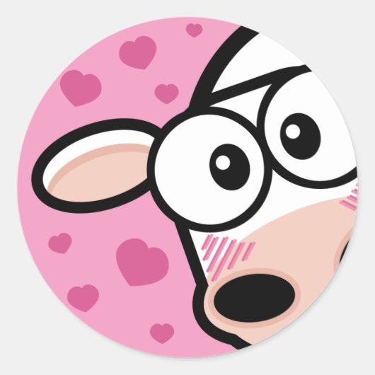 Schattigee Koe met Love Hearts Stickers (Voorkant)