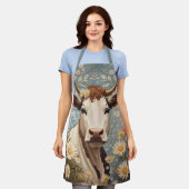 Schattigee Koe met madeliefjes Schort (Gedragen)