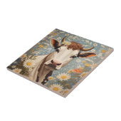 Schattigee Koe met madeliefjes Tegeltje (Zijkant)