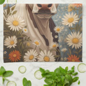 Schattigee Koe met madeliefjes Theedoek (Gevouwen)