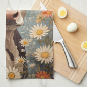 Schattigee Koe met madeliefjes Theedoek (Quarter Fold)