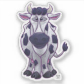Schattigee Koe met zwarte en witte vlekken Sticker (Voorkant)