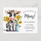 Schattigee Koe Nieuw adres We hebben verhuisd Land Aankondigingskaart (Voorkant)