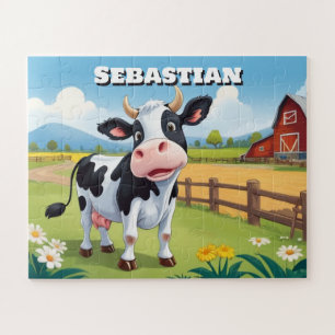 Schattigee Koe op Boerderij Gepersonaliseerde Kind Legpuzzel