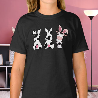 Schattigee Koe Print Bunnies en Koe Paashaas T-shirt