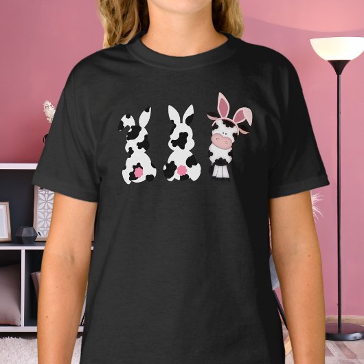 Schattigee Koe Print Bunnies en Koe Paashaas T-shirt