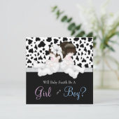 Schattigee Koe Print Gender Reveal Kaart (Staand voorkant)