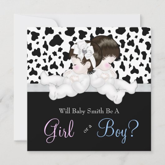 Schattigee Koe Print Gender Reveal Kaart (Voorkant)