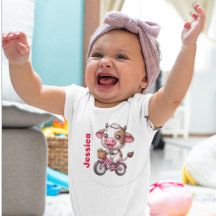 Schattigee Koe Riding Bike met Naam van Kind