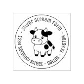 Schattigee Koe Round Business Address Rubberstempel (Afrduk)