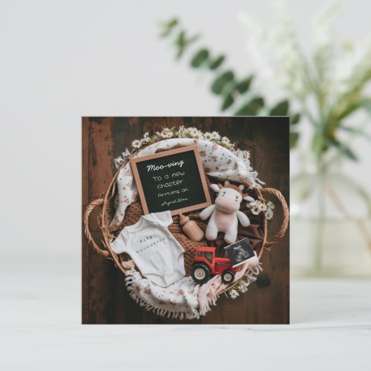 Schattigee koe Rustic Boerderij zwangerschapsaanko Feestdagenkaart (Staand voorkant)