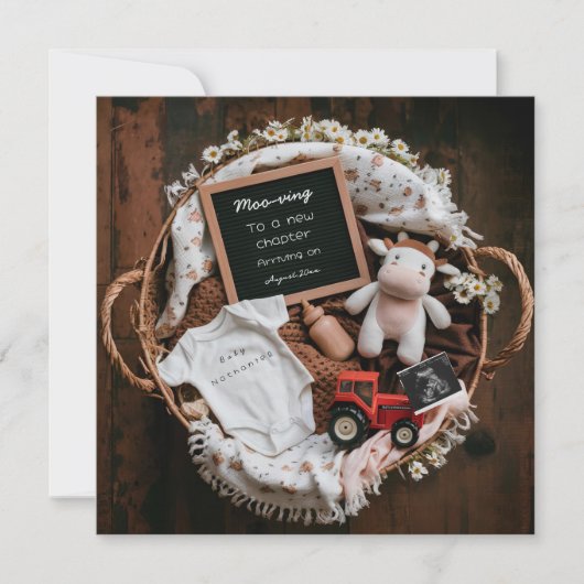 Schattigee koe Rustic Boerderij zwangerschapsaanko Feestdagenkaart (Voorkant)