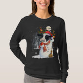 Schattigee Koe Sneeuwkoe Kerstmis Koe Sneeuwman Wi T-shirt (Voorkant)
