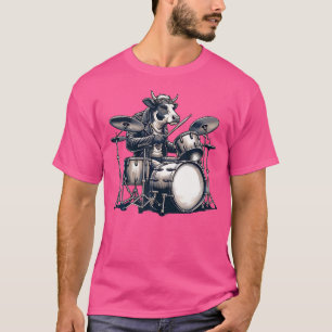 Schattigee Koe Spelen Drums Koeien Drummer Muziek T-shirt
