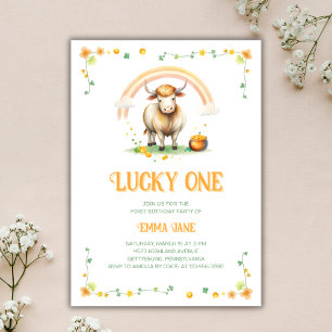 Schattigee Koe St Patricks Day Lucky One 1st Birth Kaart