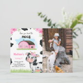 Schattigee Koe Verjaardagsfotouitnodiging Kaart (Staand voorkant)