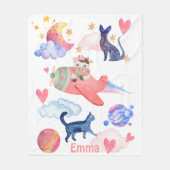 Schattigee Koe, Vliegtuig, Katten, Maan, grillig, Fleece Deken (Voorkant)