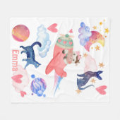 Schattigee Koe, Vliegtuig, Katten, Maan, grillig, Fleece Deken (Voorkant (Horizontaal))