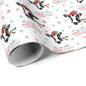 Schattigee Koe Vrolijk Veganistisch Kerstfeest Cadeaupapier (Rol Hoek)