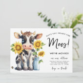Schattigee Koe We hebben een nieuw adres verplaats Aankondiging (Staand voorkant)