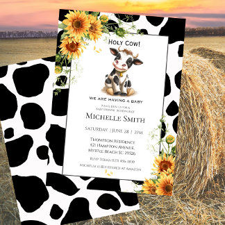 Schattigee Koe Zonnebloem Baby shower Boerderij Di Kaart